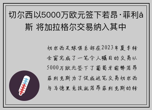 切尔西以5000万欧元签下若昂·菲利克斯 将加拉格尔交易纳入其中